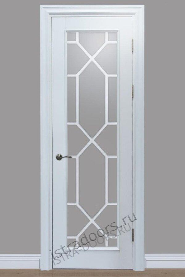 Lenta. Белая дверь со стеклом и ажурной накладкой